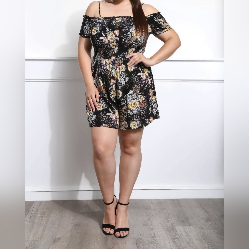 Floral Off-Shoulder W/Straps Romper